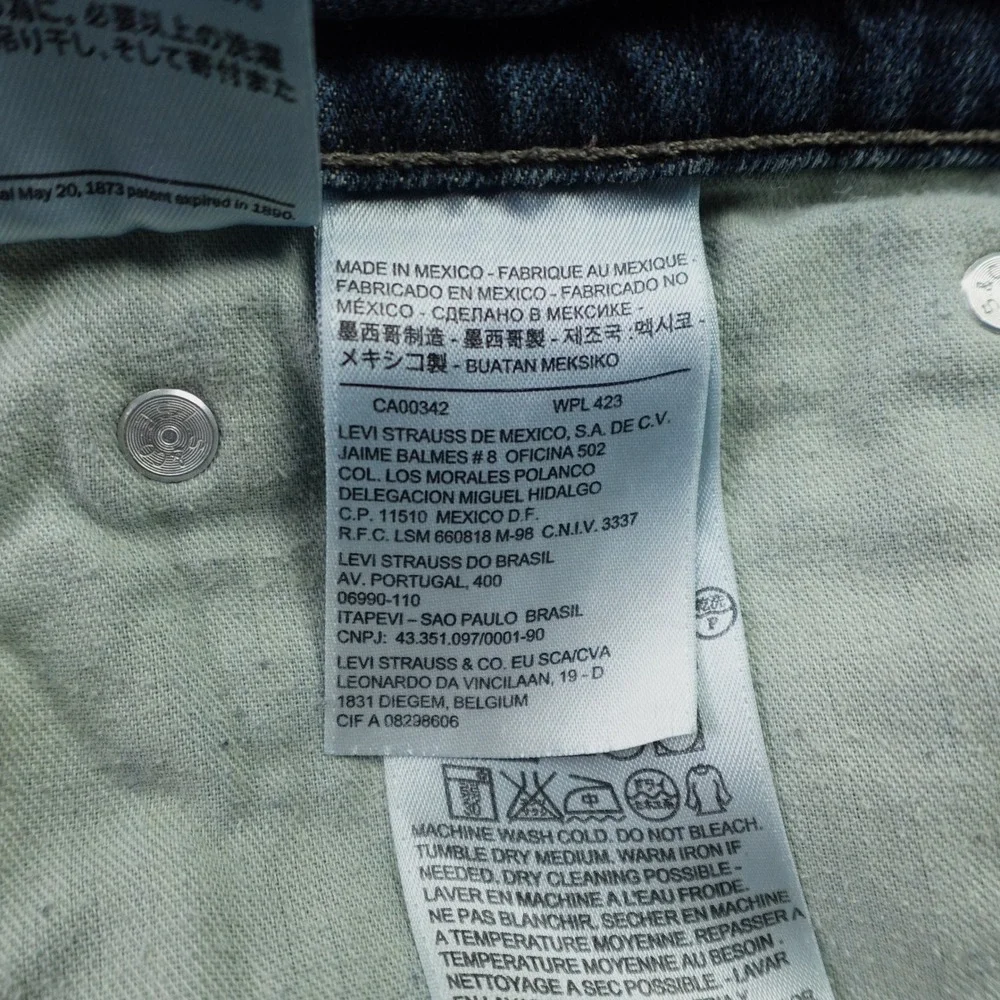 Levi's 511 Jeans Mens 34x28 Blue Slim Fit Stretch Denim Hemmed